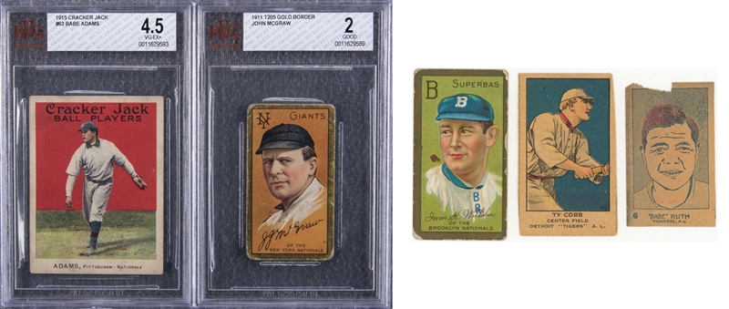 1911-1926 Vintage "Grab Bag" Collection (5 Different) Including Ruth, Cobb and McGraw